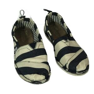 Tom's Blue White Striped Slip On Loafers Flats Women's sz 8.5